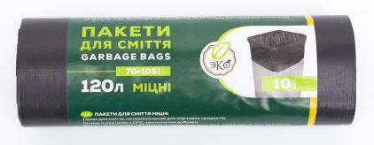 Пакети для сміття 120л/10шт ЕКО B. 20мкм LD, чорні